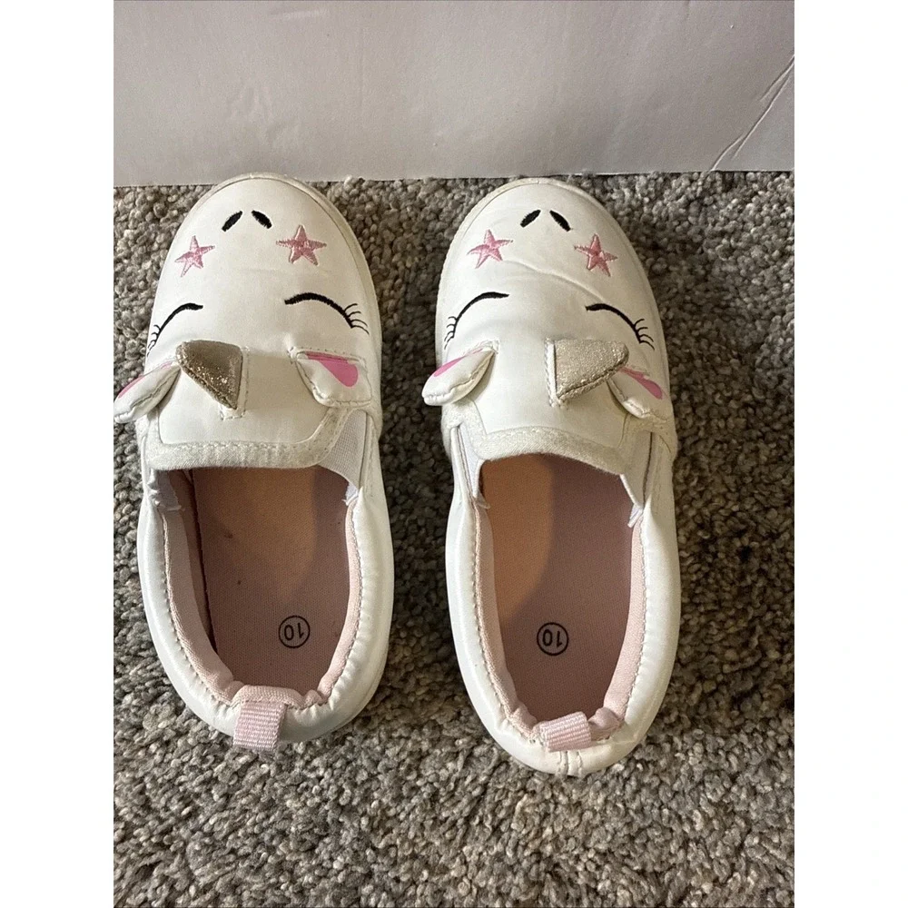 White Unicorn Slip On Shoes Girls Size 10